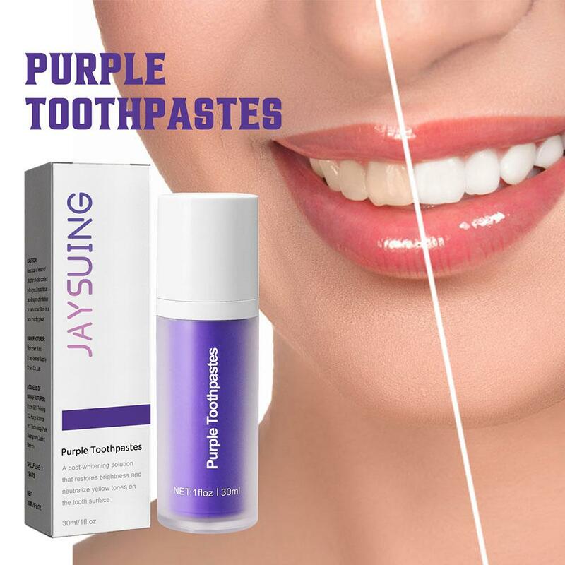 Membersihkan gigi ungu pemutih pasta gigi Mousse V34 noda Gigi Oral Gigi kuning putih napas segar menghilangkan kebersihan untuk Y5H2
