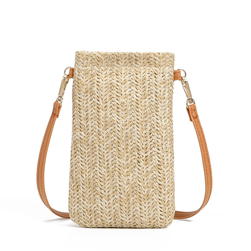Модная Плетеная соломенная женская сумка-мессенджер через плечо, летняя пляжная сумка из ротанга в богемном стиле, маленькая однотонная кошелек для мелочи