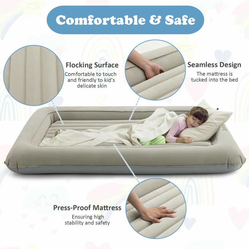 Patiojoy-cama inflable de viaje para niños pequeños, con bomba eléctrica, cama hinchable portátil