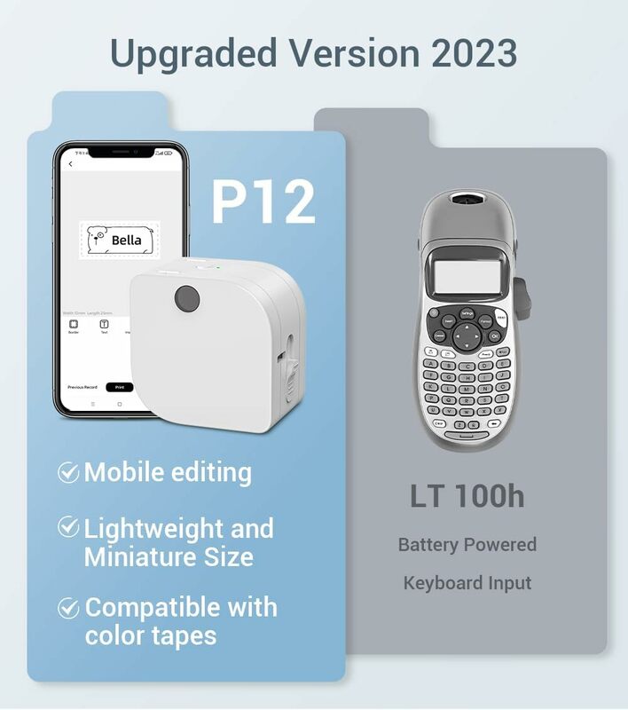 Phomemo-Portátil Bluetooth Label Maker, Impressão por Transferência Térmica, Vários Modelos, Ícone para Armazenamento, Escritório, Casa, P12
