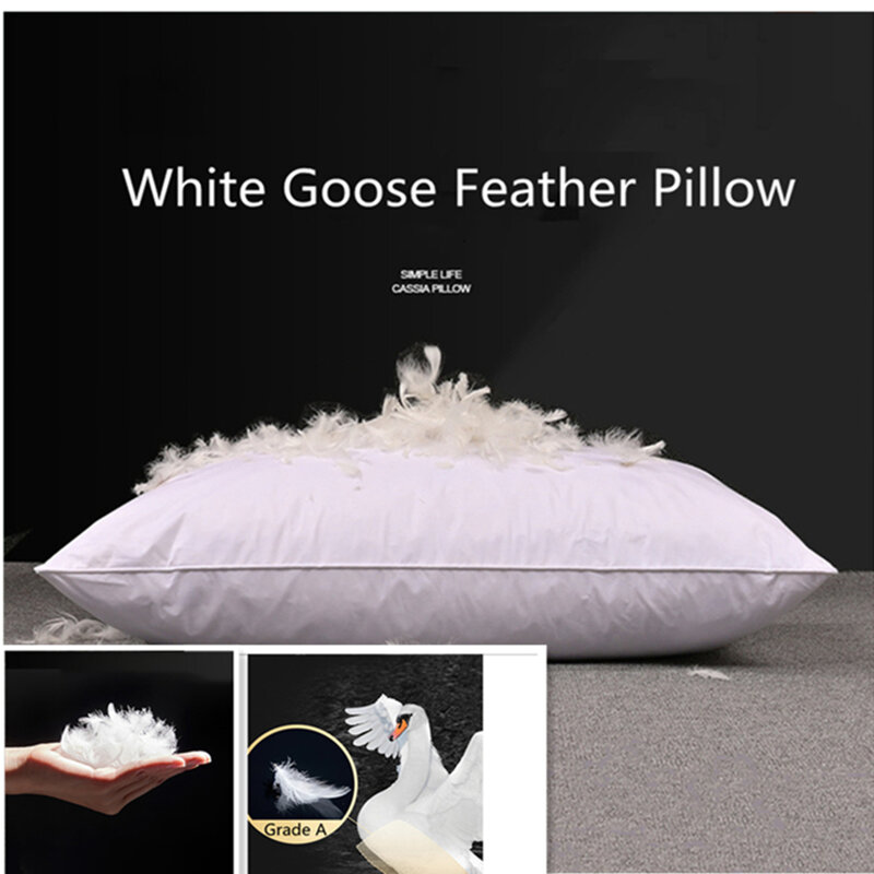 100% White Goose Feather Pillow Five-star Hotel Goose Feather Pillow Single Healthy Memory Pillow Orthopedic Pillow