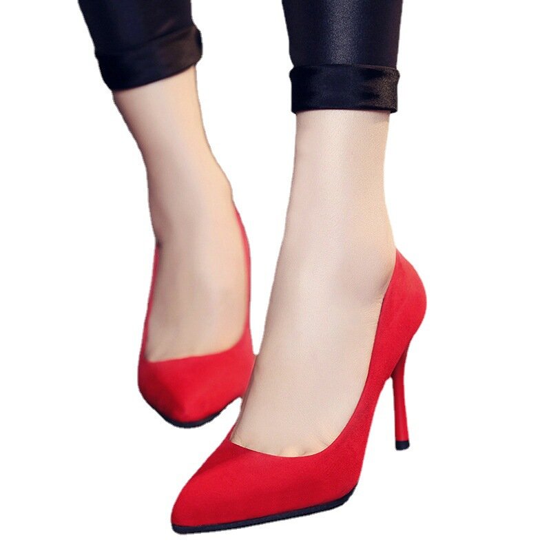 Zapatos de tacón alto sin cordones para mujer, calzado informal, punta estrecha, 8cm, primavera y verano