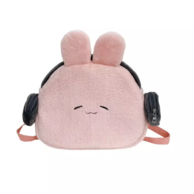 Women cartoon shoulder bag Girl Cute crossbody bag New creative headphones rabbit hair backpack