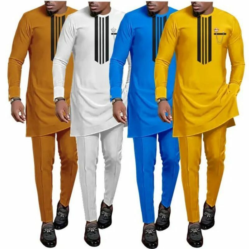Lato 2023 nowy Dashiki strój narodowy afrykański męski Top z nadrukiem i spodnie garnitur suknia ślubna Sunday modlitwa garnitur Slim fit na co dzień