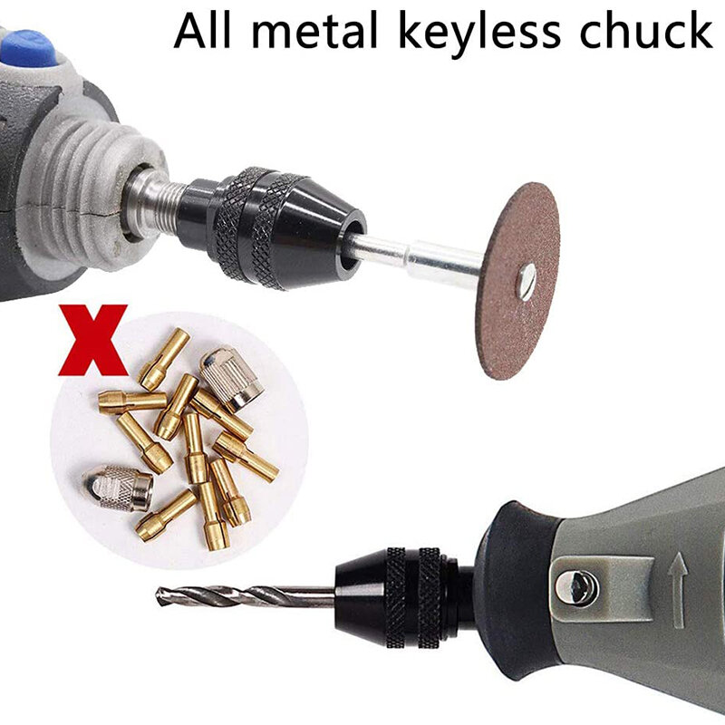 Bor Chuck multifungsi Mini tanpa kunci, untuk alat gerinda listrik, Dremel 0.4-3.2mm, 4 buah Chuck Multifungsi