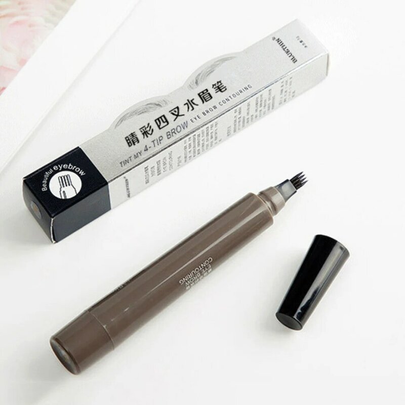 防水液体眉毛ペン,3D美容ツール,眉毛エンハンサー,4フォークチップ,1〜10色