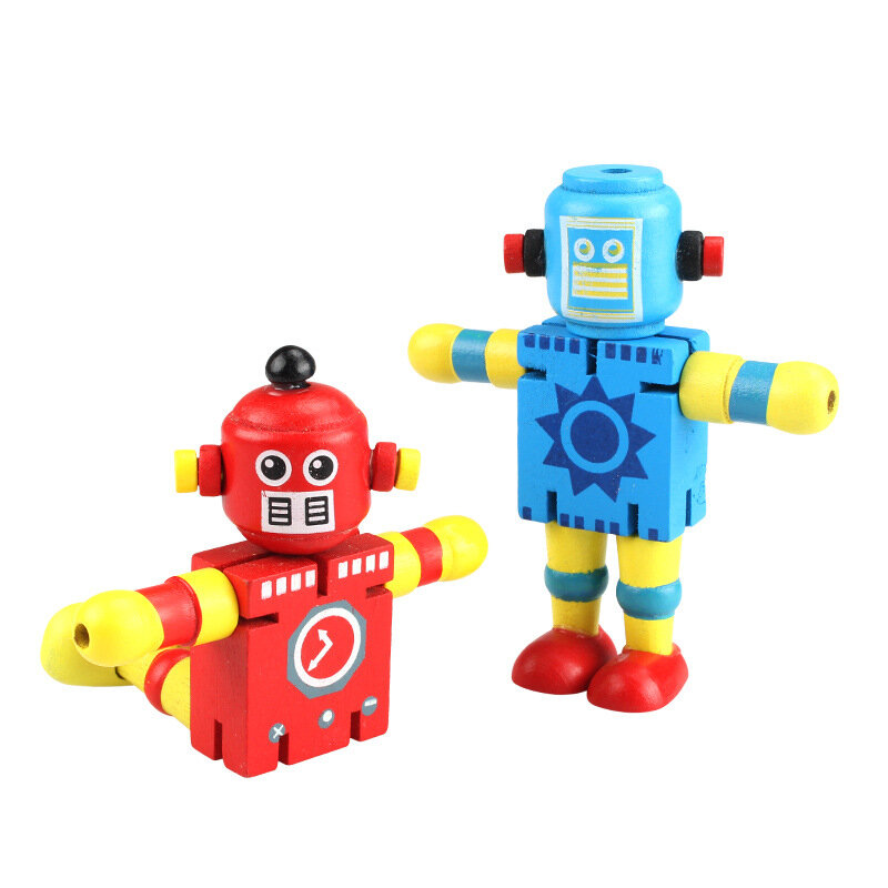 Children's Hot Selling Educational Fun Toys Creative Hundred Change Wooden Deformation Robot Toys Kid Boys Cartoon Toys