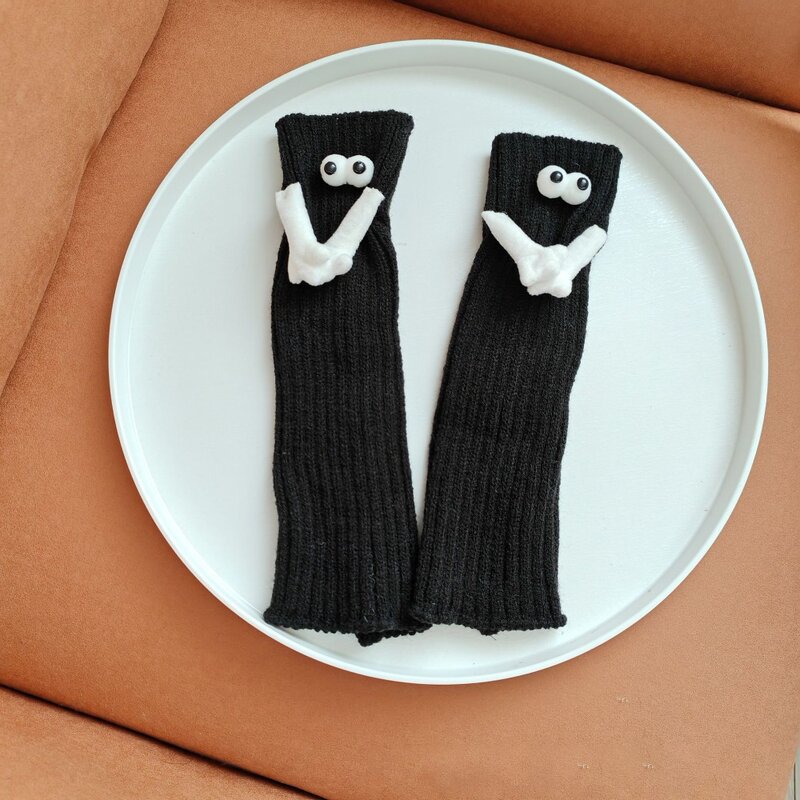 Medias elásticas de doble uso para mujer, guantes de punto de Color sólido, accesorios de algodón, calcetines largos de punto