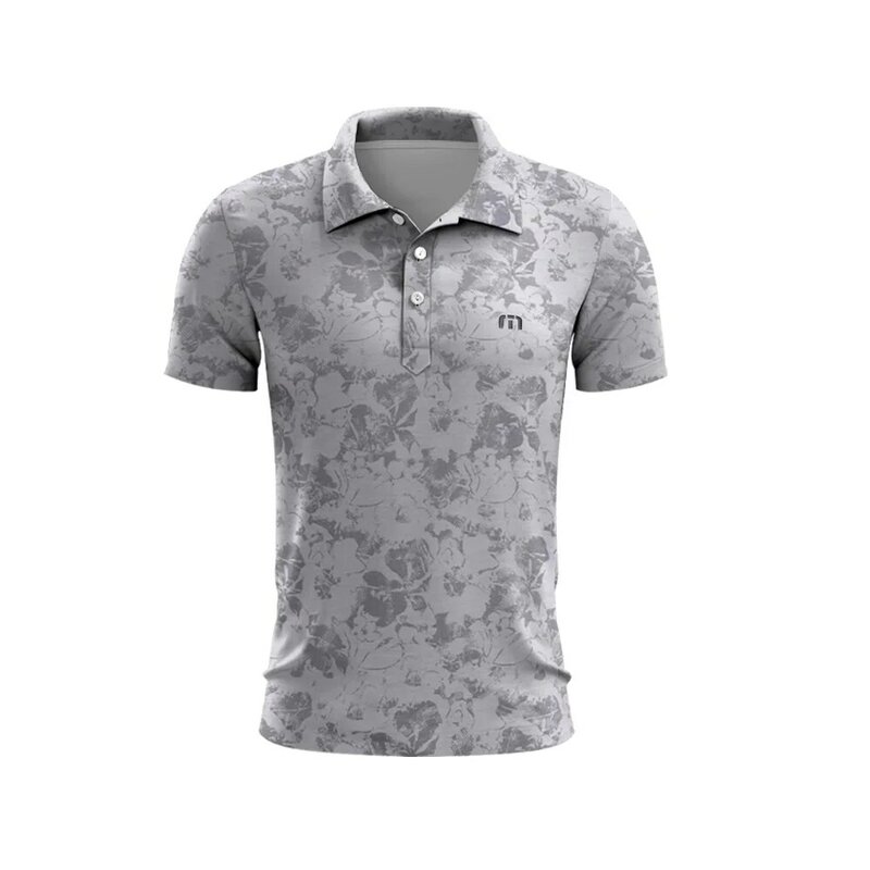 식물 세계 패턴 남성용 골프 폴로 셔츠, 속건성 소프트 골프 티셔츠, 여름 탑 골프채 단추 폴로 셔츠