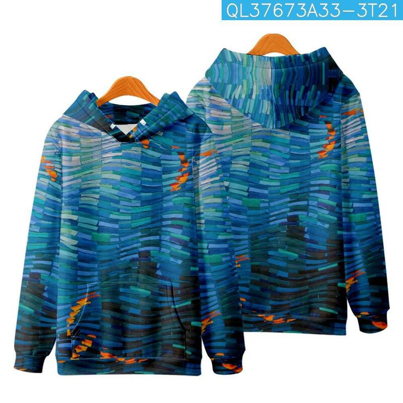 Синий свитшот с капюшоном и 3D-принтом, Мужская Уличная одежда с геометрическим принтом, пуловер в стиле Харадзюку, Повседневная Толстовка, пуловер