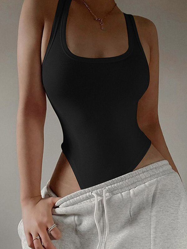 Sleeveless Knit Bodysuit 2023 Hot Summer Sexy Bodycon Off Shoulder Halter Tops Casual Street Bodice For Women ClubWear