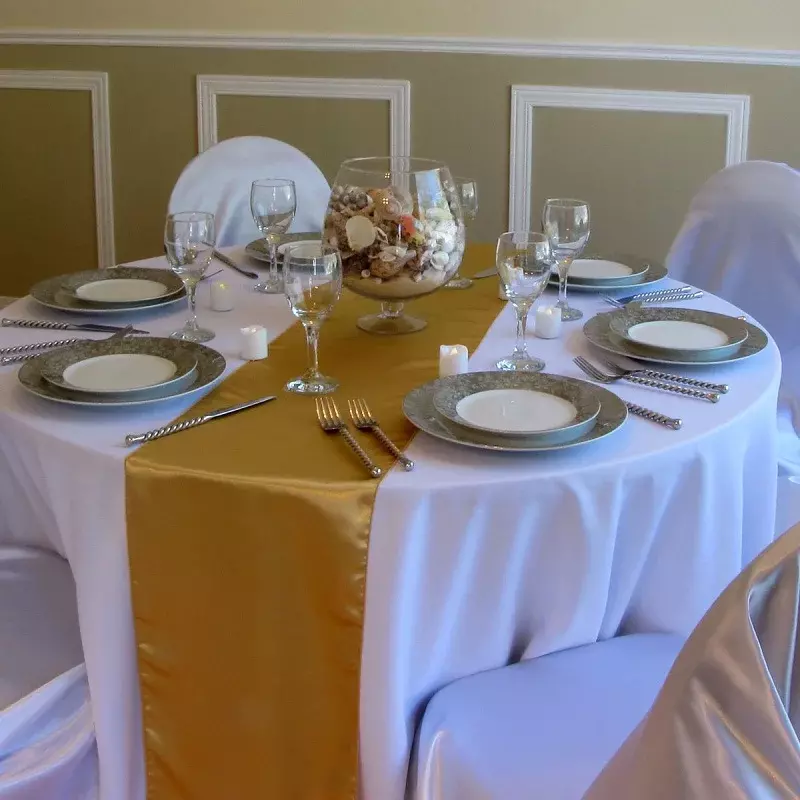 Camino de mesa de satén para decoración del hogar, mantel de 30cm x 275cm(12x108 pulgadas) para banquete, boda, evento