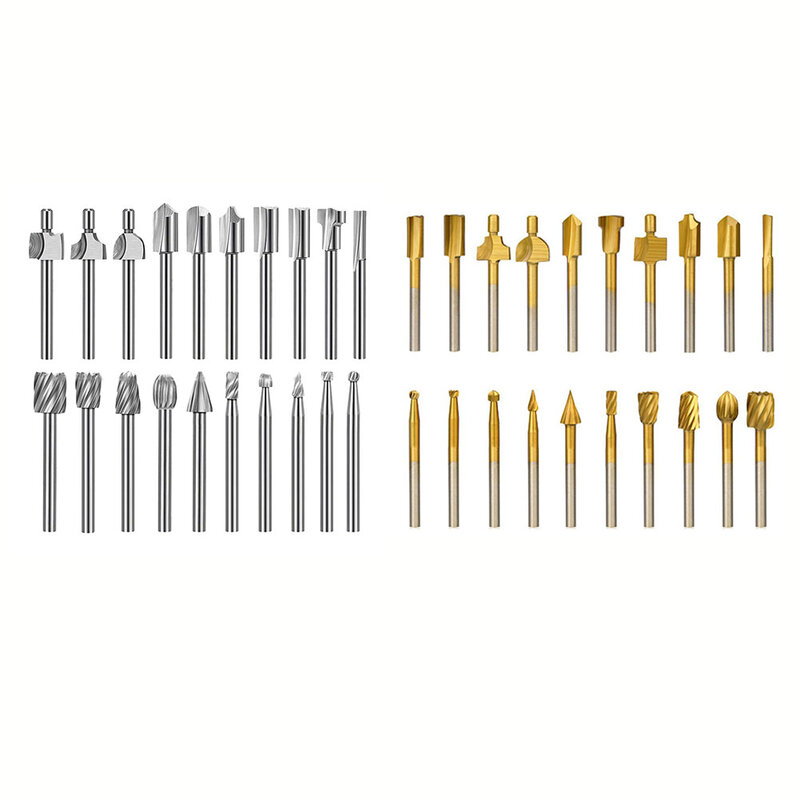 Brocas de enrutador de grabado para carpintería, herramientas rotativas HSS de 39mm, herramientas eléctricas de carpintería plateadas/doradas