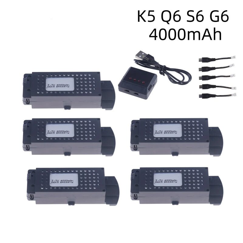 Upgrade Q6 S6 G6 T6 K5 Drones Battery 3.7V 4000mAh for G6 S6 8K RC Quadcopter Spare Parts For G6 Pro Rechargeable Lipo Battery