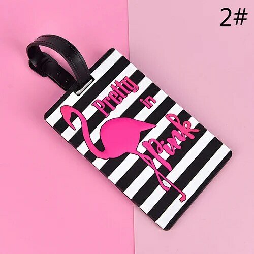 1 pz moda carino Flamingo bagagli tag valigia stile cartone animato silicone portatile etichetta da viaggio valigia ID indirizzo nome titolare