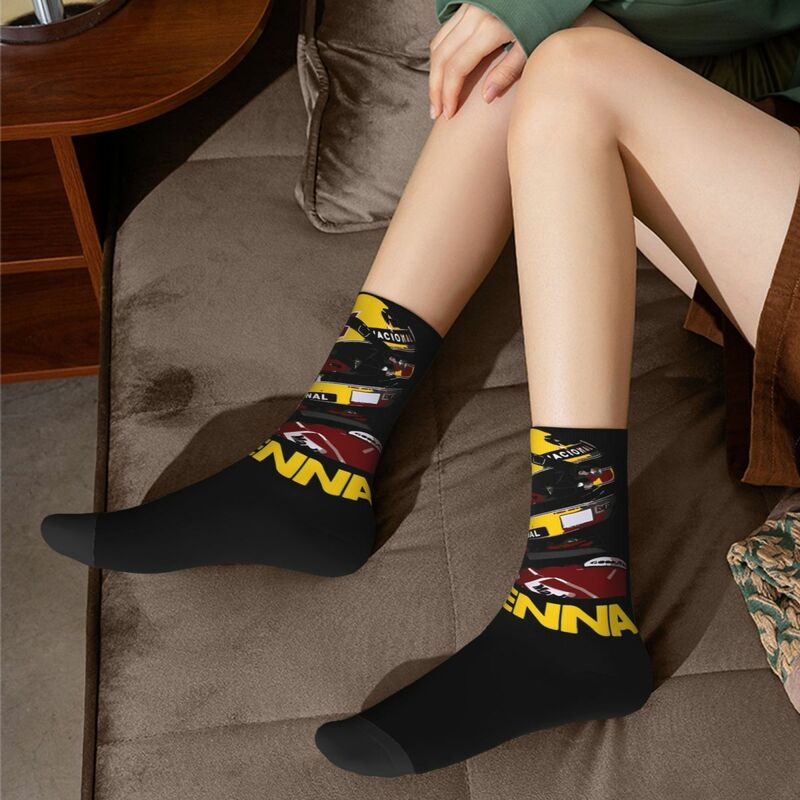 Damen Ayrton Senna Rennwagen Socken Super Soft Fashion Sport Socken Hip Hop Zubehör Mittel tubecrew Socken kleine Geschenke