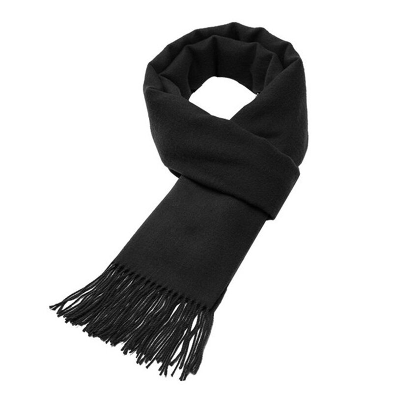 Men Faux Wool Thick Warm Scarfs Winter Shawl Neck Thick Knit Super Soft Solid Wrap Men Foulard Blanket Gifts