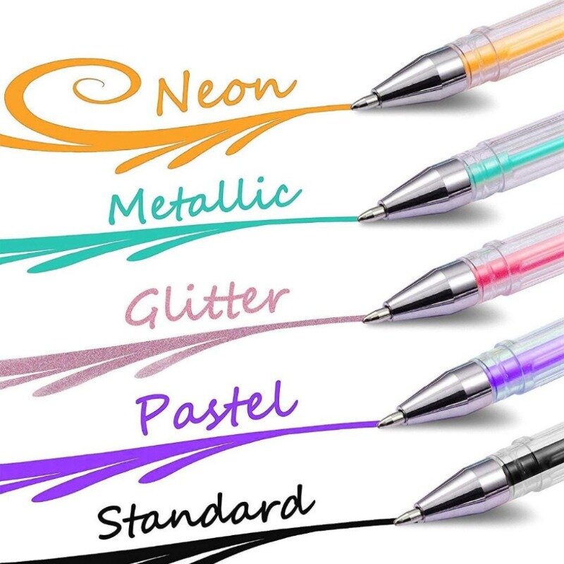Penne Gel colorate Set da 0.5MM lotto penna a inchiostro per ufficio di qualità Color Glitter metallizzato