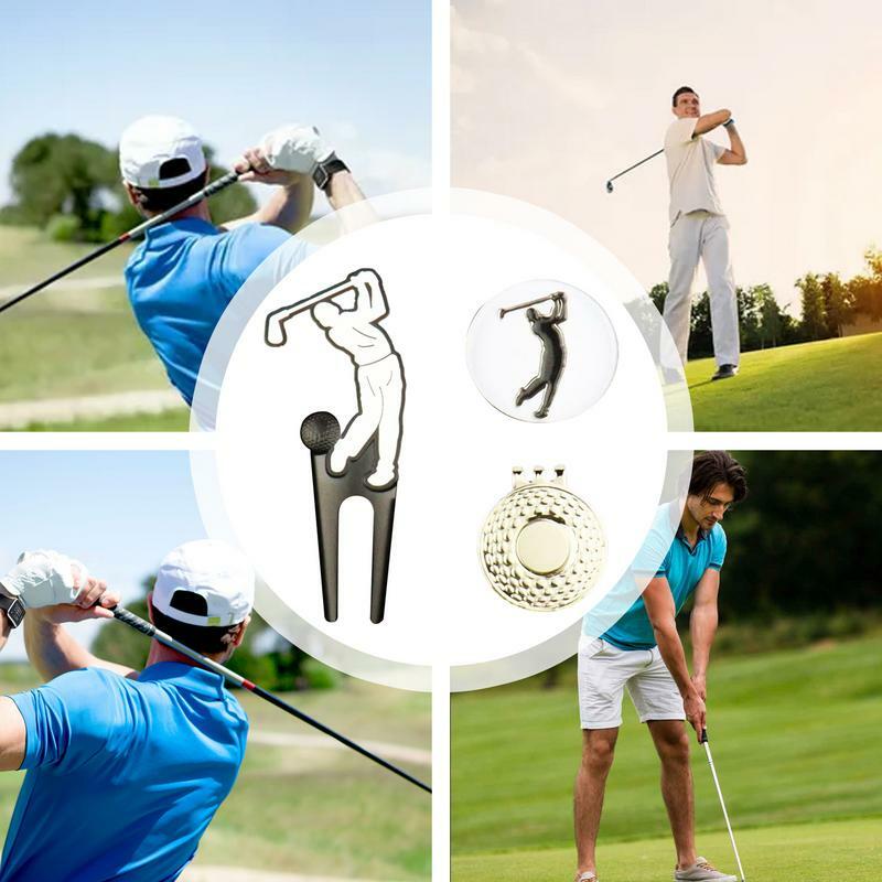 Golf Divot Tool Golf Hat Clip Ball Marker Creative Golf Ball Marker Repair Tool Metal Green Tool Przenośne akcesoria golfowe