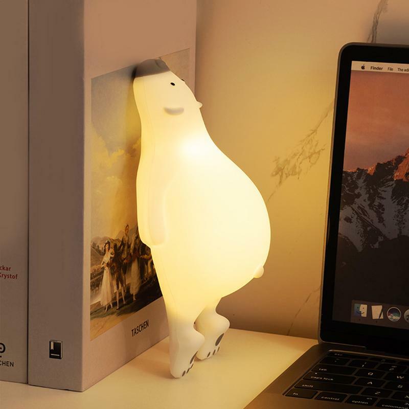 Śliczna kreskówka silikonowa lampka nocna z USB kapibara do ładowania, ściemniająca lampka nocna do wystrój pokoju dla dzieci