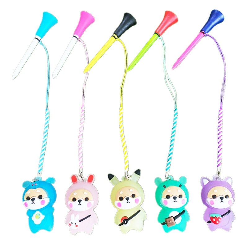 Cartoon Golf Tees Low Resistance Golf Tees Plastic Golf Ball Base Support Tees with Rope for Long Distant Hit Training