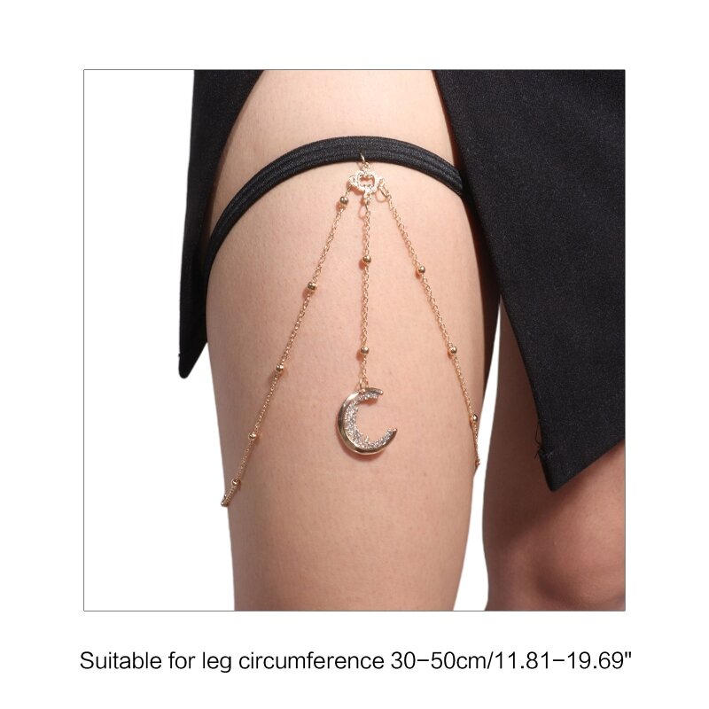 Cadena gótica para pierna con borla en forma estrella y luna, cadena para muslo, decoración fiesta para niña