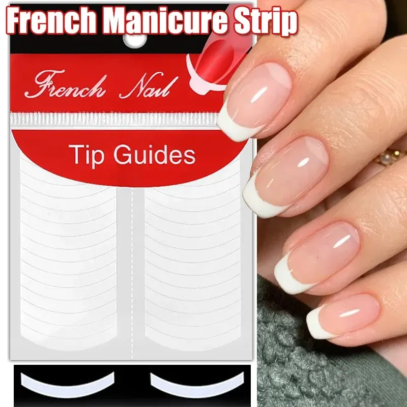 W kształcie litery V biały francuski Manicure taśmy falista linia Nail Art formularz Fringe prowadnice naklejki DIY paznokci linii pomocnicze przybory do dekoracji