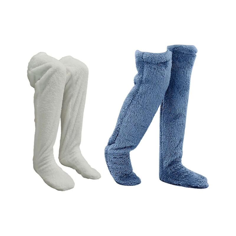 Thigh High Socks Winter Sleeping Socks Long Stocking Soft Fleece Plush Leg Warmers for Dorm Women Men Apartment Living Room Home