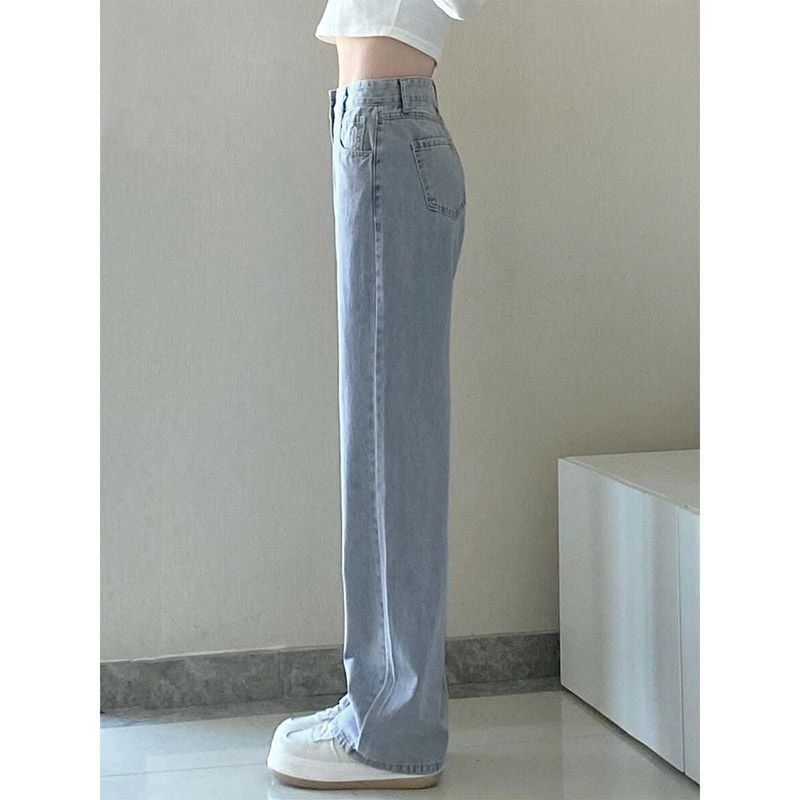 High Waisted Jeans for Women's 2024 Spring and Autumn New Slimming and Loose Fitting Straight Leg Wide Leg Pants
