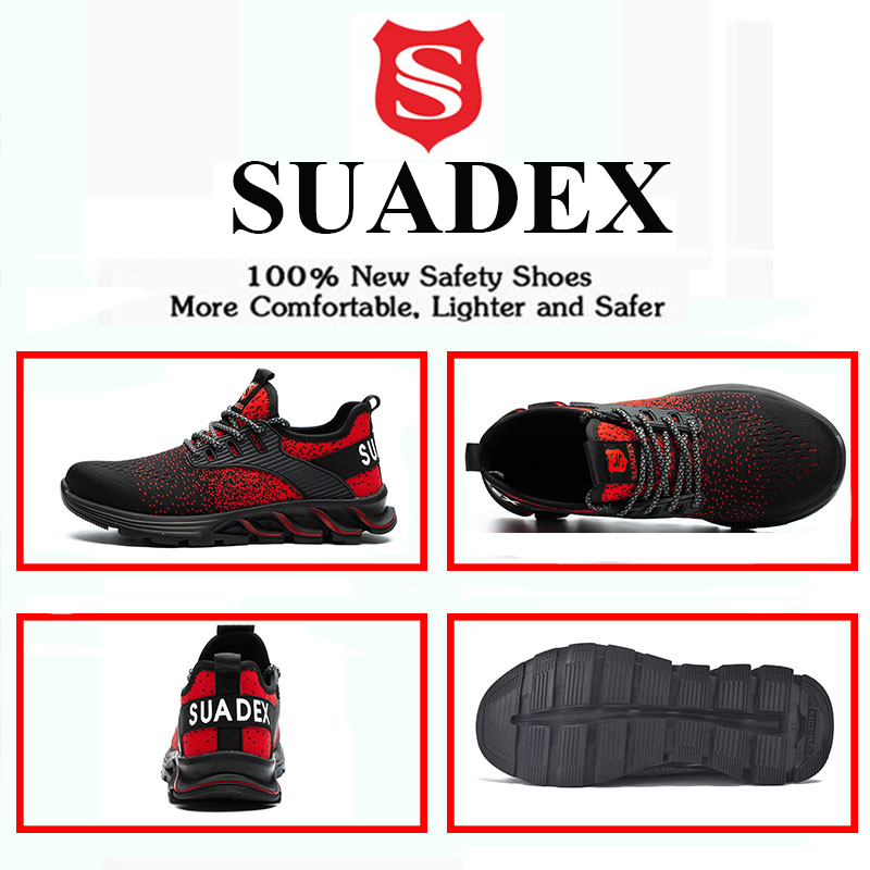 SUADEX 남성 및 여성용 경량 안전화, 스틸 토 부츠, 파괴 불가 작업화, 통기성 복합 신발, EUR 사이즈 37-48