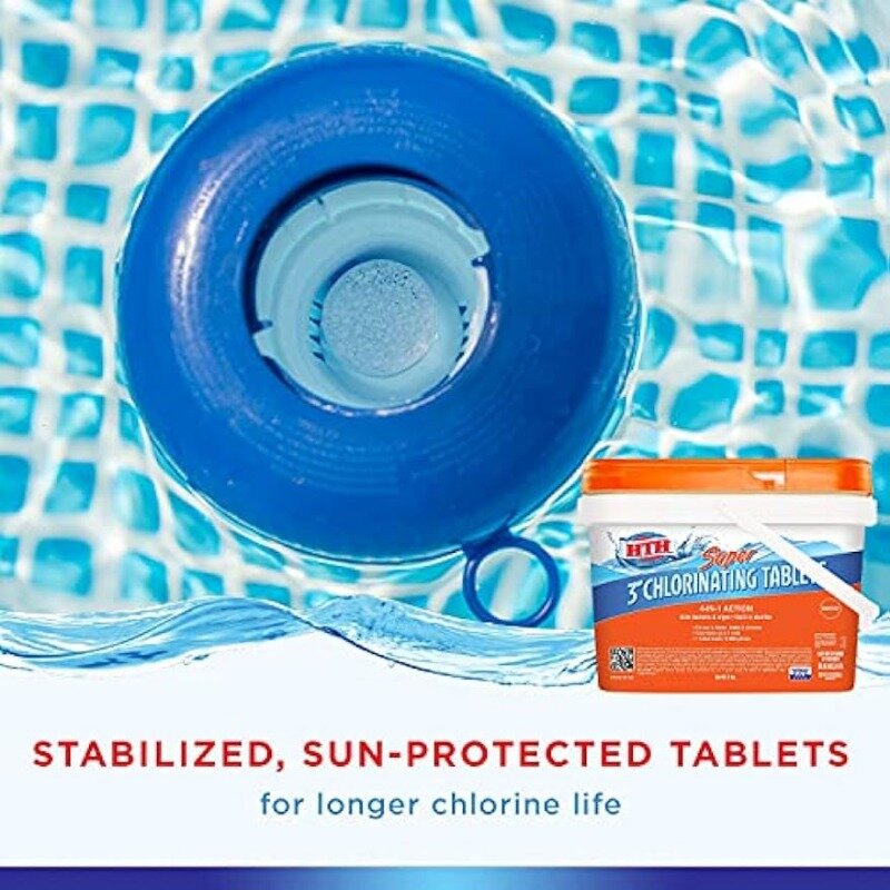 HTH 42043-tabletas de cloro para piscina, súper 3 ", 8 lbs