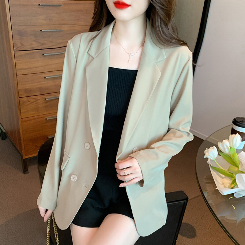 UNXX Small Suit Jacket Female Long-Sleeved 2024 Spring Autumn Clothes Casual Temperament Green Blazer Top Jacket Women Clothing