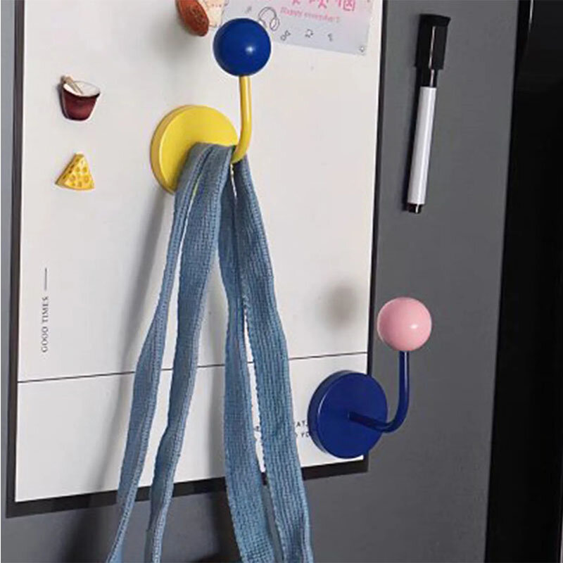 Home Door Back Refrigerator Strong Magnetic Hooks Kitchen No-punch Traceless Sticky Magnet Hook for Clothes Towel Bag Key Hanger