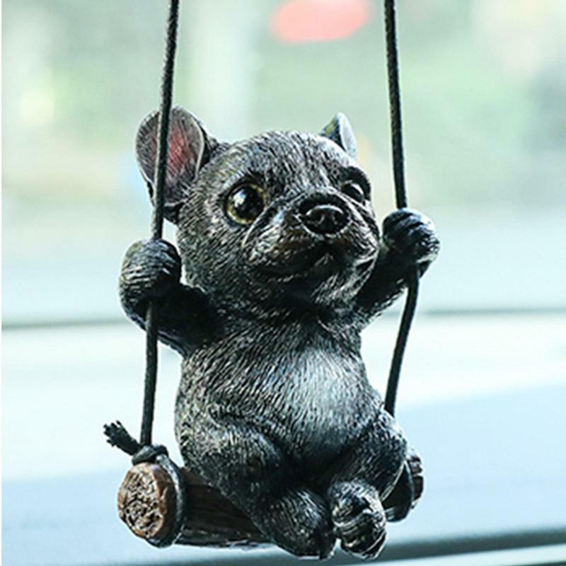 Car Ornaments for Rear View Mirror | Bulldog Rearview Mirror Pendant | Cute Car Accessories Resin Handmade Suspending Ornament A