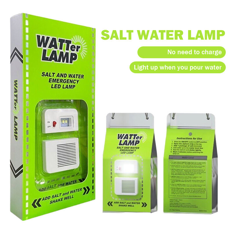 Lampu darurat air garam LED, lampu air garam portabel tahan air perlengkapan perjalanan dapat digunakan kembali untuk peralatan memancing malam