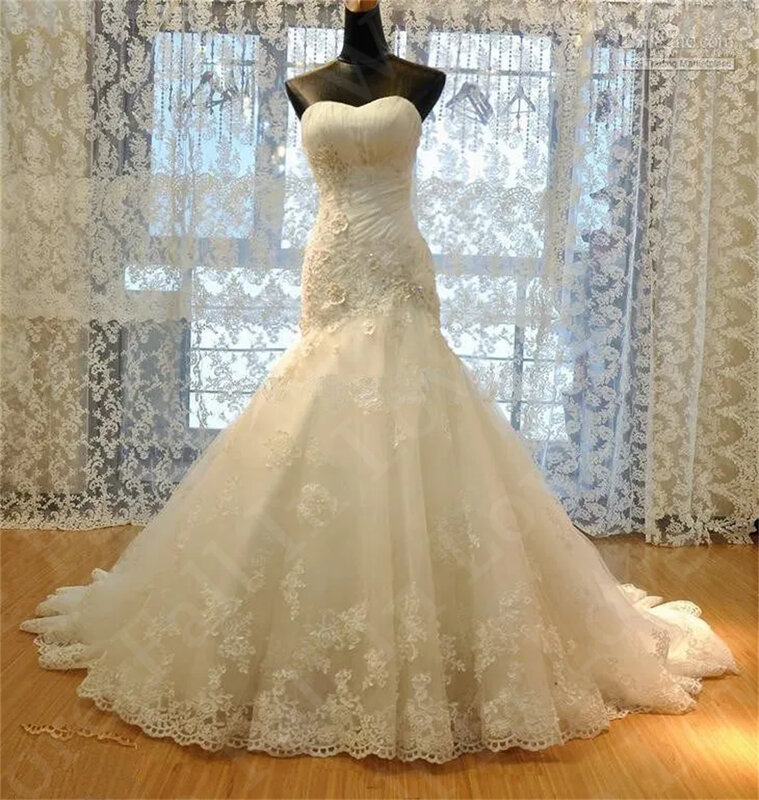 2024 Luxury Vestido de Noiva Sereia Wedding Dresses For Women Tulle Beads Lace Applique Sleeveless Lace-Up Mermaid Bridal Gown