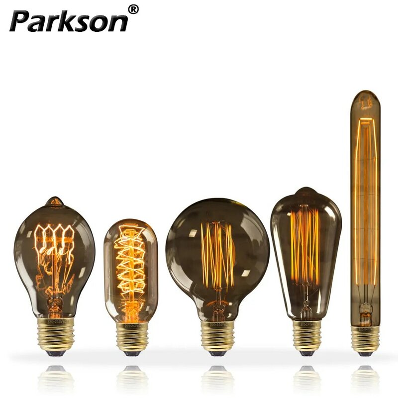 レトロなエジソン電球ランプ、家の装飾用のビンテージライト電球、寝室、産業、ロフト、ヴィンテージ、t45、a19、st64、g80、g95、e27、40w、220v、110v