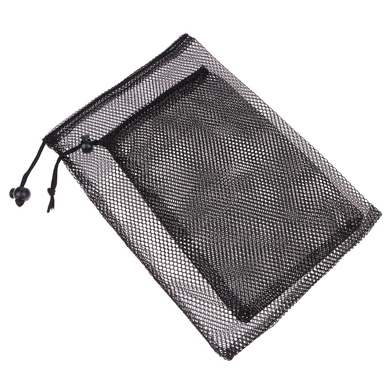 Black Durable Nylon Mesh Drawstring Bag Storage Pouch Multi Purpose Home Travel Outdoor Activity Laundry Bag Stuff Sack