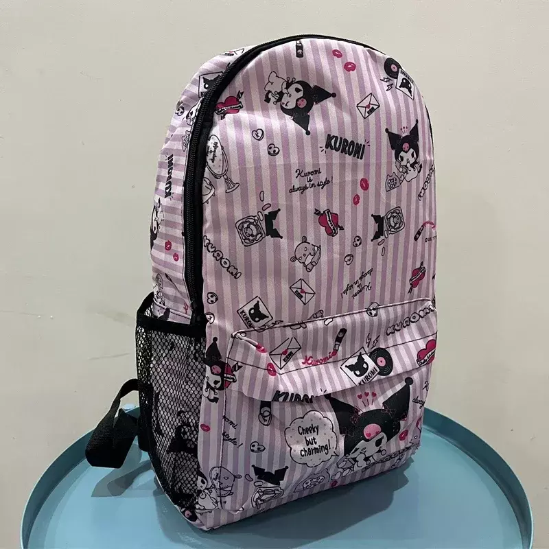 Miniso-Sanrio Kuromi Mochila Impermeável de Grande Capacidade para Crianças, Anime Cosplay Bag, Bolsa de Viagem, Bolsa Quadrada Estudantil, Presente Menina