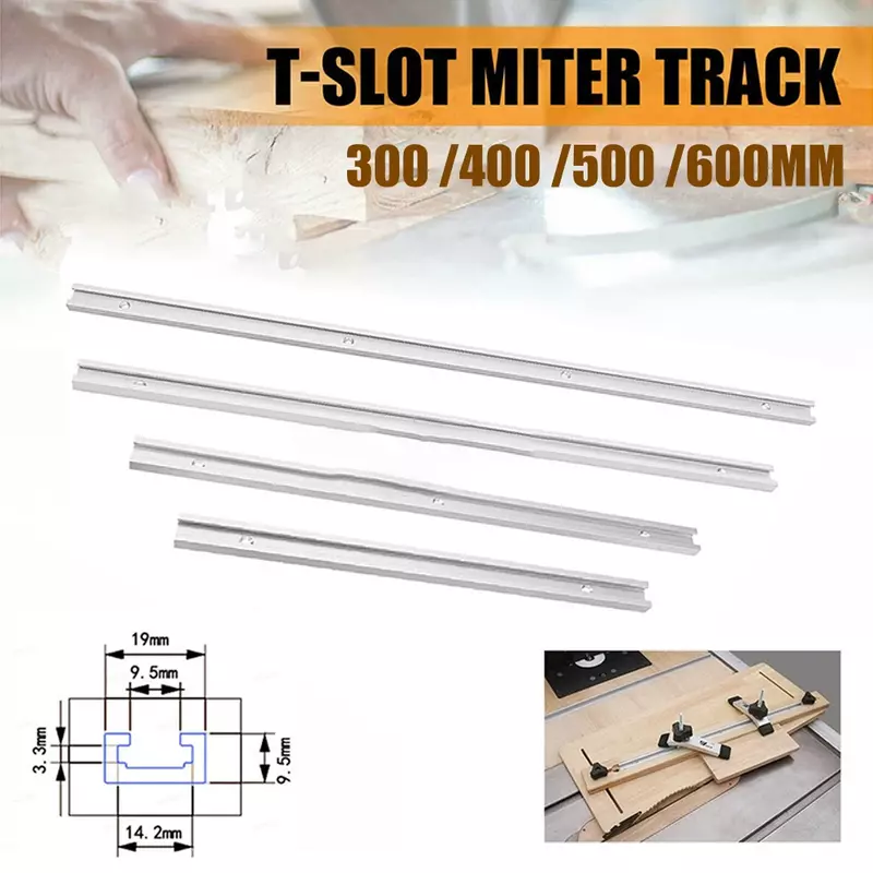 T-Track T-Slot Track 300mm/400mm/500mm/600mm accessorio per carpenteria in lega di alluminio per la lavorazione del legno mitra Jig Tools Router