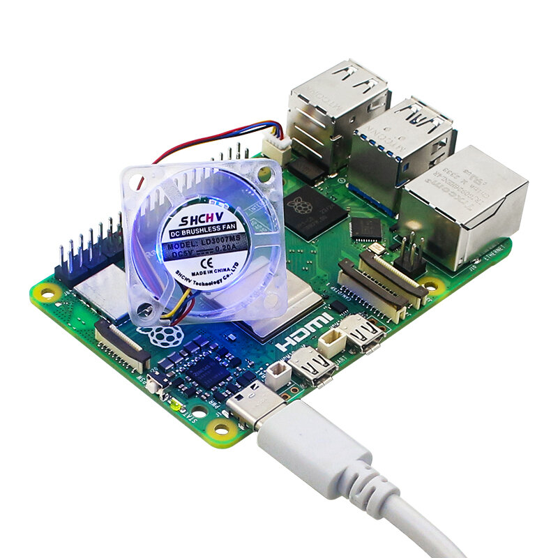 5V 3007 wentylator PWM z regulacją prędkości obrotowej procesora chłodnicy JST interfejs opcjonalny LED ze śrubami M2.5 Nutsfor Raspberry Pi 5 4G 8G