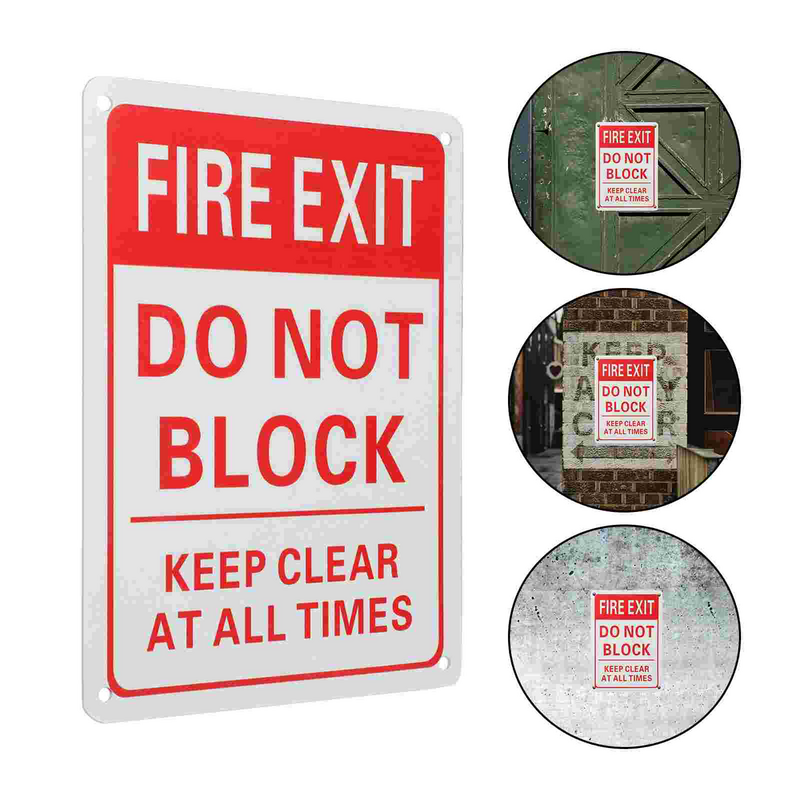 Fire Exit Sign Caution Emergency Indicator Label Do Not Block Signs Aluminum Alloy