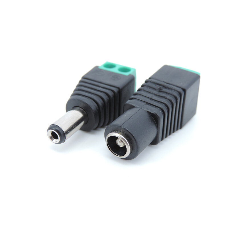 10pcs DC Male female Jack Plug power connector 2.1*5.5mm 5.5x2.1mm terminal Adapter Cable for 3528/5050/5730 CCTV IP camera