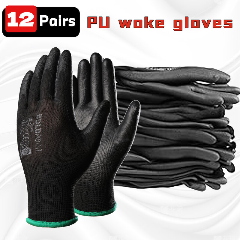 12-Pairs Ultra-Thin Safety Gloves: Superior Grip for Light Tasks - Renovation, Gardening, Cleaning, DIY, Assembly, Repair