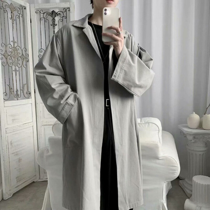 Manteau long de style coréen pour hommes, cardigan Hip Hop, cape Streetwear, Everak Punk, à la mode, noir, gris, taille M, 3XL