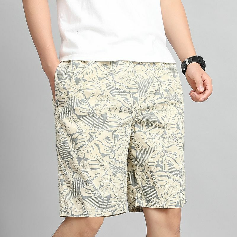 Minimalistyczna i modna w koreańskim stylu na lato z nadrukiem męska elastyczna talia kieszeń na suwak luźne proste spodnie szorty do kolan