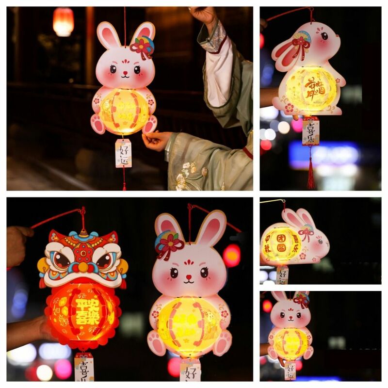 Linterna de conejo brillante, Linda linterna colgante hecha a mano, Festival de medio Otoño, chino, Chidlren