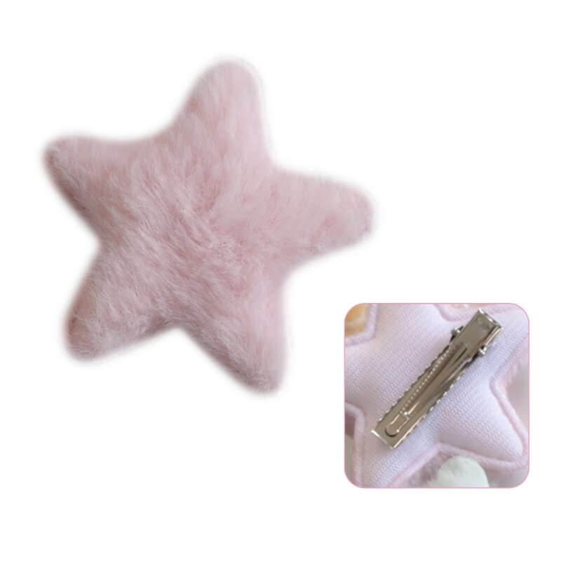 652F Furry Side Bangs Clip Star Y2K-Style Star Sweet Handmade Pins Kopfschmuck Haarschmuck Mini Star Hairpin