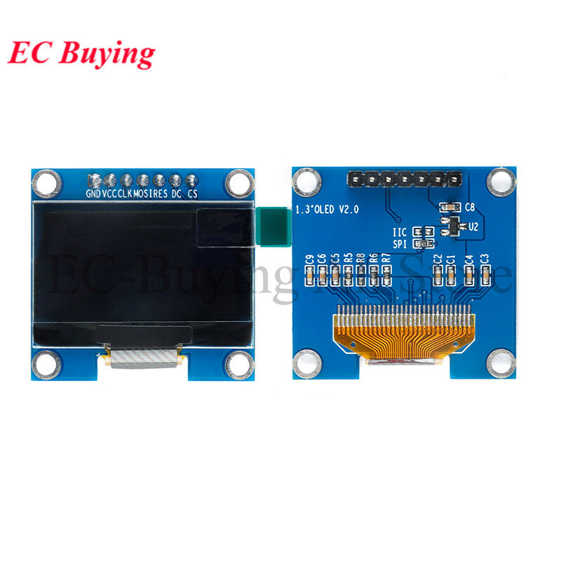 Módulo OLED de 1,3 ", pantalla LCD LED 1,3 De 12864 pulgadas, Blanca/azul, 128x64 SPI/IIC I2C SSD1306 SH1106, 4 pines, 7 pines, 128x64, placa desnuda