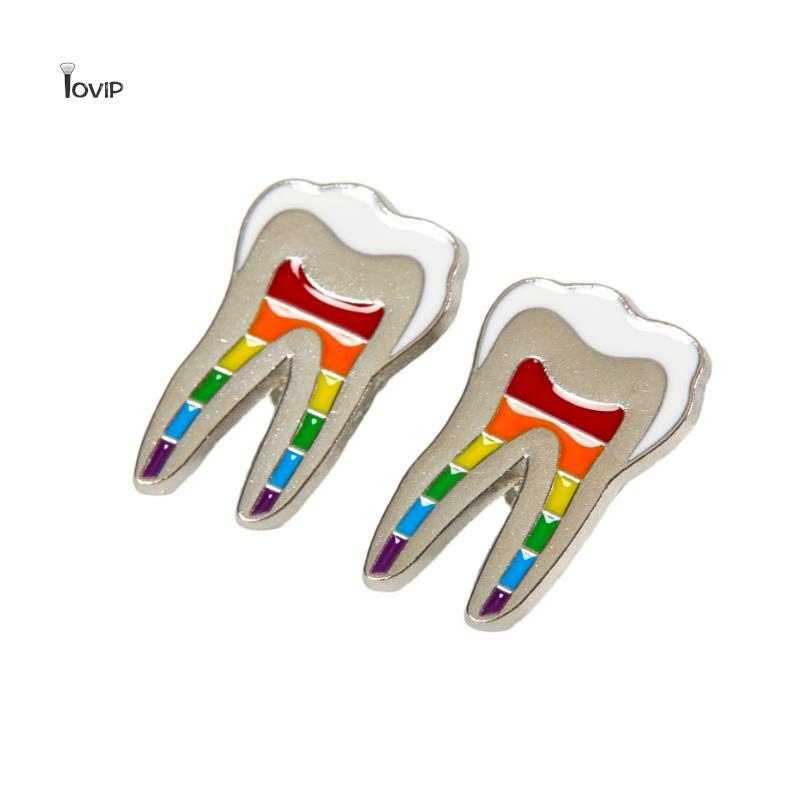 Esmalte Rainbow Teeth Broche para Mochila, Alloy Lapel Pins, Acessórios de vestuário, 1PC